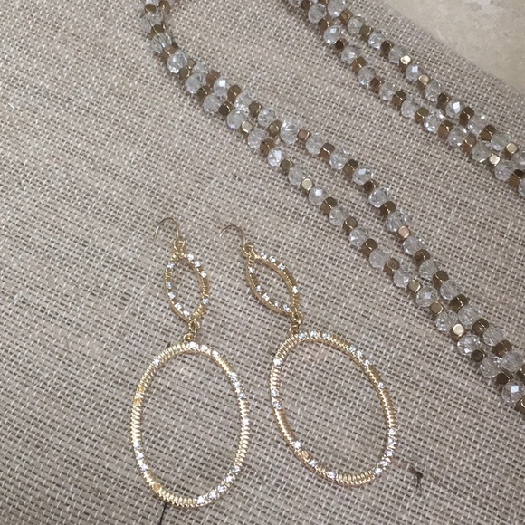 Gold & Crystal Double Hoops - Picture 2 of 3